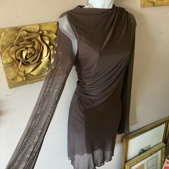 Fashion Nova Brown Mesh Dress - Picture 3 of 5